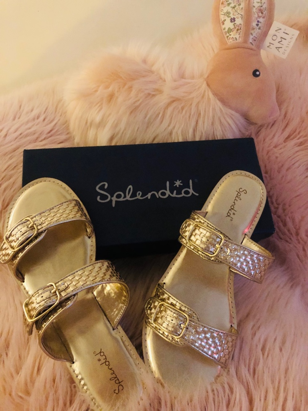 Splendid Raffia Braided Gold Buckle Syara Sandal SZ 10